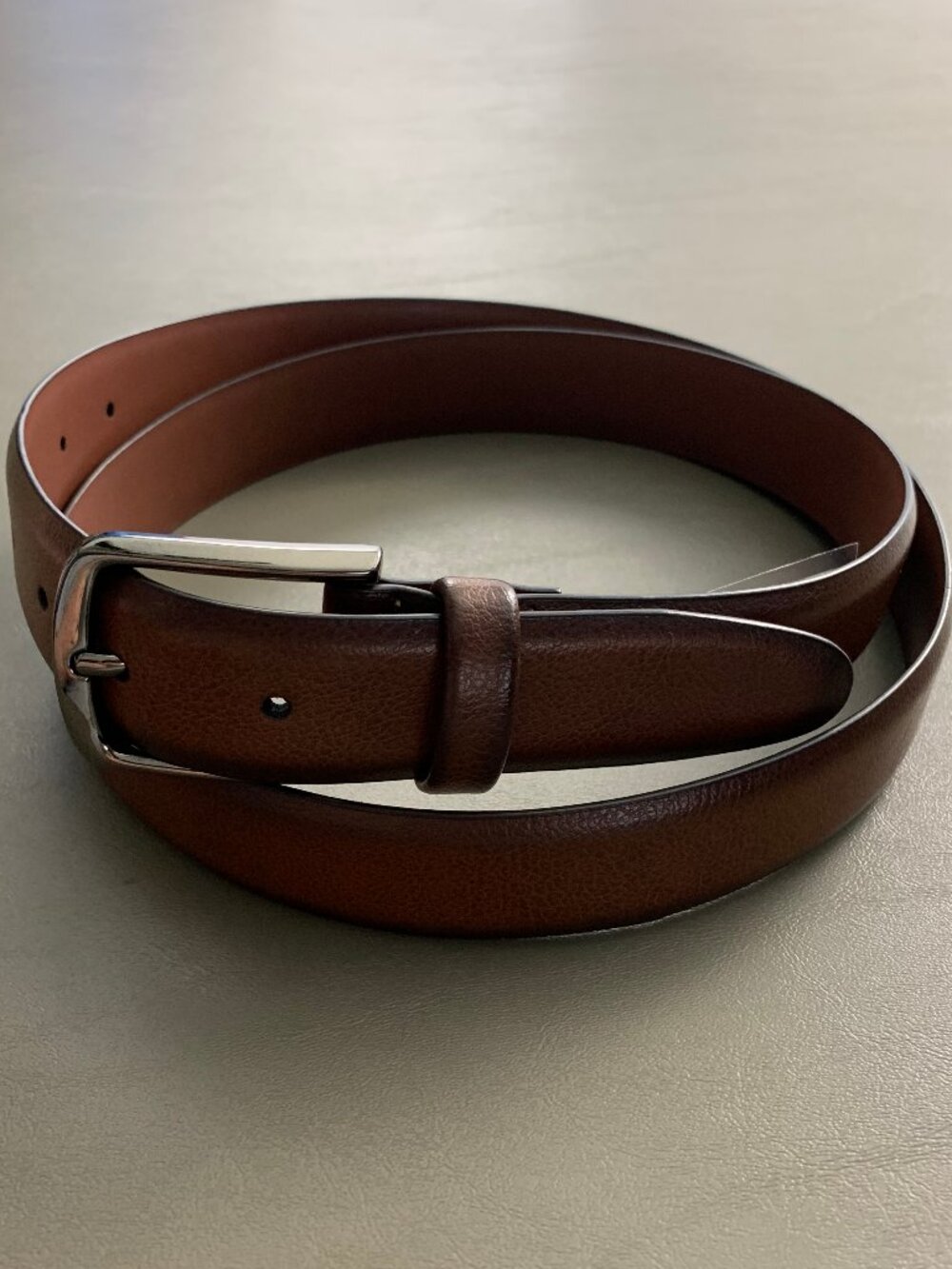 Perry Ellis Portfolio Men's Genuine Leather Dress Belt, Park Avenue Brown, 44
